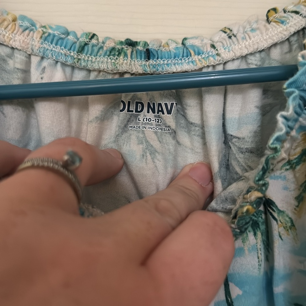 Old Navy Kids Palm Tree Print Romper - Blue and Green - Picture 5 of 6